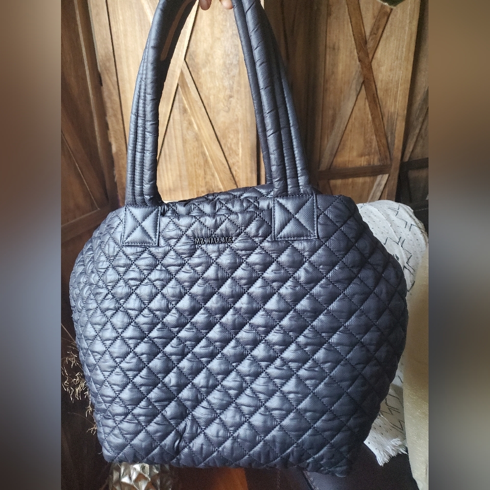MZ Wallace Medium Metro Tote Deluxe Black Nylon Shoulder Bag Crossbody